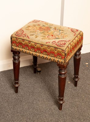 Lot 623 - A George IV upholstered stool on turned legs,...