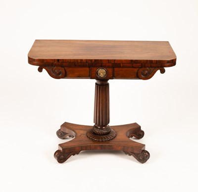 Lot 624 - A Regency rosewood card table with scrolls to...