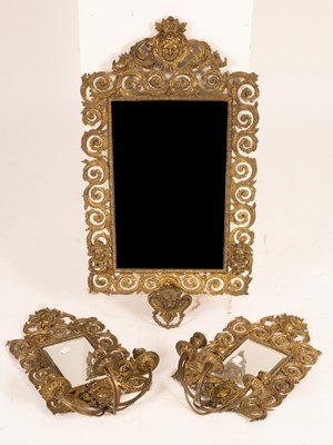 Lot 626 - A gilt brass Florentine style wall mirror with...