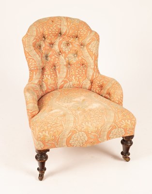 Lot 638 - A Victorian upholstered armchair, with button...