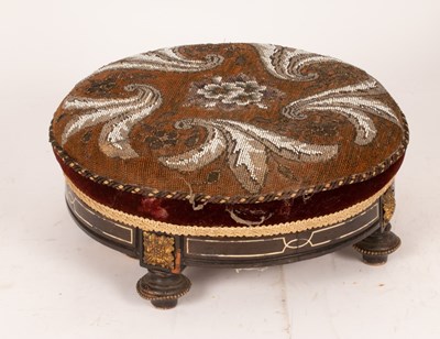 Lot 642 - A Victorian beadwork stool with ebonised and...