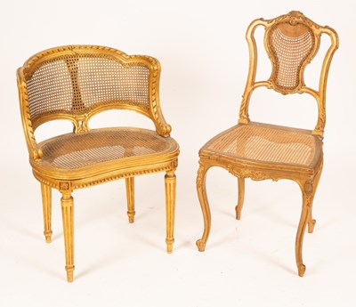 Lot 653 - A Louis XVI style salon chair with carved...