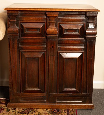 Lot 679 - A 17th Century oak spice chest fitted an...