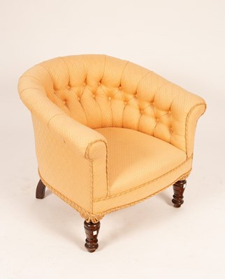 Lot 684 - A Victorian tub-shaped armchair with deep...