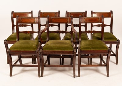 Lot 700 - A set of seven Regency mahogany, kingwood and...