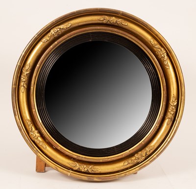 Lot 705 - A 19th Century gilt framed convex mirror with...