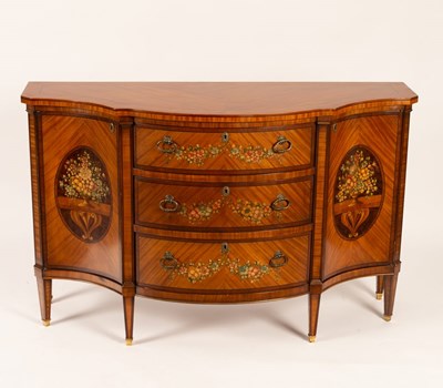 Lot 749 - An 18th Century style satinwood side cabinet,...