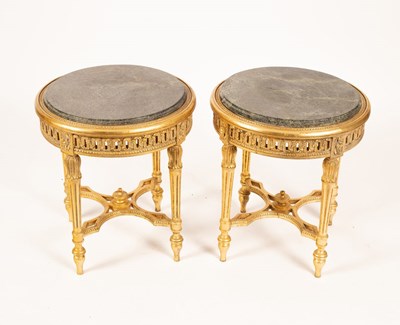 Lot 751 - A pair of French style circular side tables,...