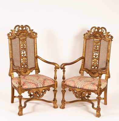 Lot 756 - A pair of Charles II style gilt framed open...