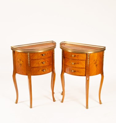 Lot 761 - A pair of Italian half-round side tables, the...