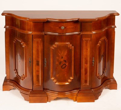 Lot 764 - A serpentine fronted side cabinet, fitted a...