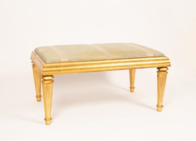 Lot 768 - A gilt framed stool, the upholstered drop in...