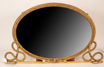 Lot 772 - An oval overmantel mirror with ropetwist...