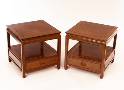 Lot 793 - A pair of Chinese hardwood bedside tables,...