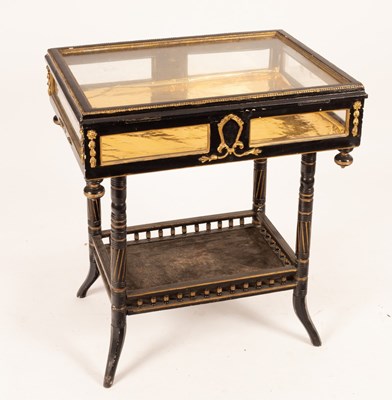 Lot 804 - A Victorian ebonised vitrine table, 67cm...