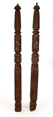 Lot 807 - A pair of William IV carved mahogany tester...