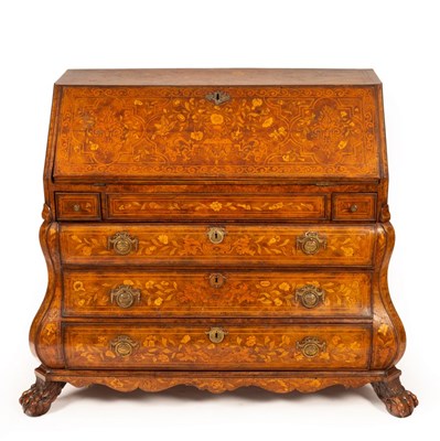 Lot 811 - A Dutch walnut and marquetry bureau, mid 18th...