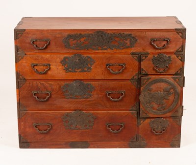 Lot 819 - A Korean elm chest of seven various drawers...