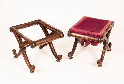 Lot 829 - A pair of Regency X-framed simulated rosewood...