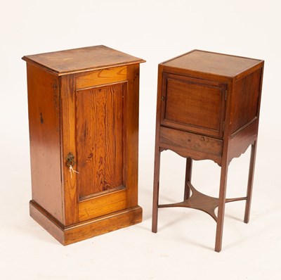 Lot 836 - A late Victorian pitch pine bedside cupboard,...