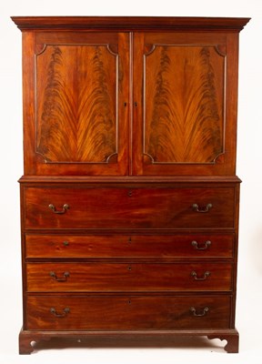 Lot 839 - A George III mahogany secrétaire press, circa...