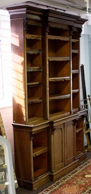 Lot 849 - A Victorian mahogany breakfront bookcase,...