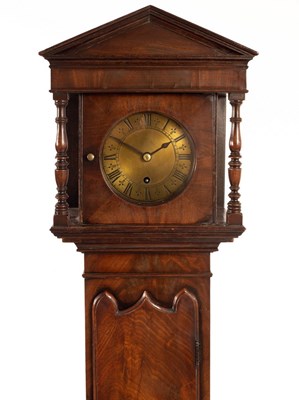 Lot 876 - A mahogany Grandmother clock, the hood with...