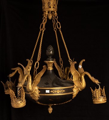 Lot 902 - An Empire style gilt metal mounted electrolier...