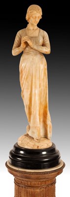 Lot 989 - An Art Nouveau alabaster figure of a maiden...