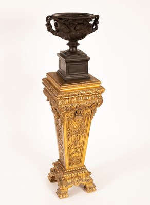 Lot 997 - A replica of the Warwick vase, on a gilt...