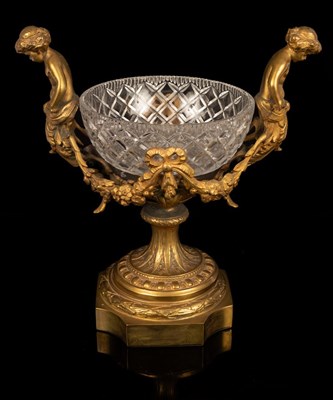 Lot 1005 - A gilt metal mounted bowl, the cut glass bowl...