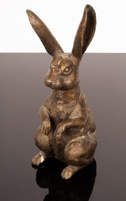 Lot 1015 - A bronze figure of a seated hare, 41.5cm...