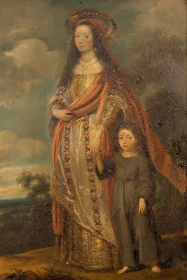 Lot 1122 - Flemish School/Portrait of a Mother and...