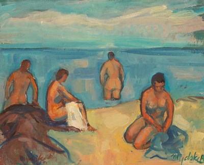 Lot 1140 - Karl Mydske Berger (born 1928)/Bathers/signed...