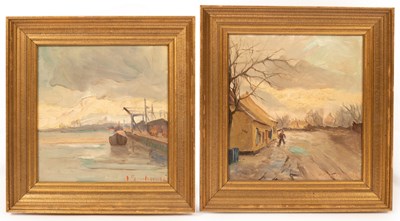 Lot 1168 - Joh Gerhardt/Ships at Harbour/Winter Scene...