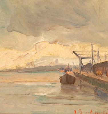 Lot 1168 - Joh Gerhardt/Ships at Harbour/Winter Scene...