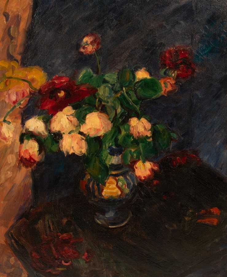 Lot 3 - Sir Matthew Smith (1879-1959)/Roses in a Blue...