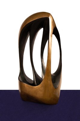 Lot 17 - A modernist bronze sculpture of abstract...