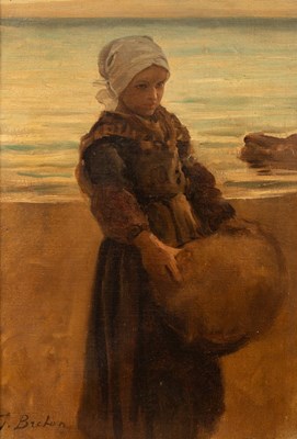 Lot 23 - Jules Breton (1827-1906)/Breton Girl by the...