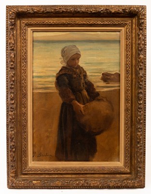 Lot 23 - Jules Breton (1827-1906)/Breton Girl by the...