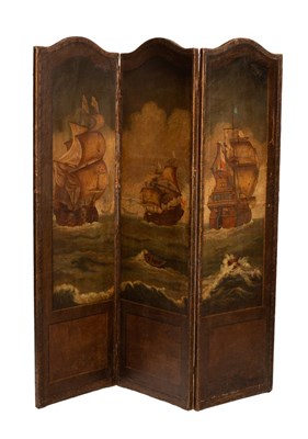 Lot 69 - A late 19th Century three-panel two-fold...