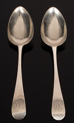 Lot 36 - A pair of George III silver tablespoons, Peter...