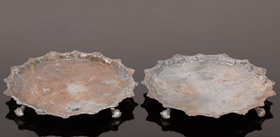 Lot 67 - A pair of George II silver salvers, William...