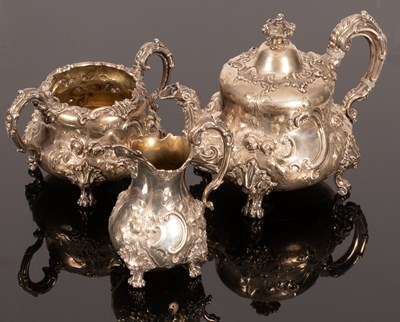 Lot 76 - A Victorian silver three-piece tea set, Edward...