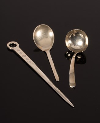 Lot 115 - A silver jam spoon, D & J Wellby, London 1924,...