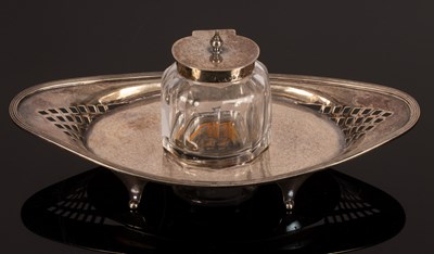 Lot 132 - A Victorian silver inkstand with cut glass...