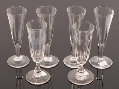 Lot 177 - Six ale glasses, comprising two fluted and...