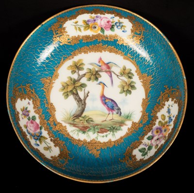 Lot 206 - A Sèvres saucer dish with a central reserve of...