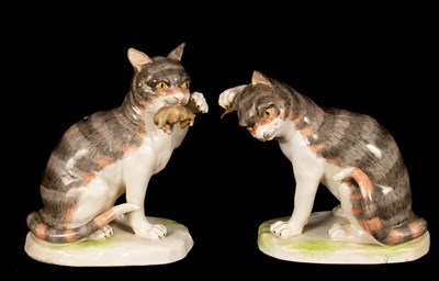 Lot 218 - A pair of Continental porcelain models of...