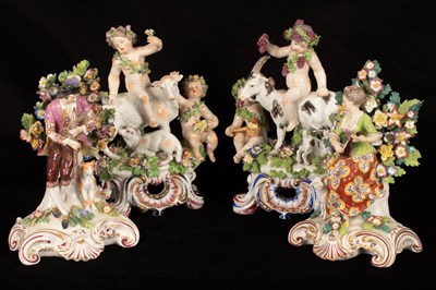 Lot 219 - A pair of Bow style figure groups of Summer...